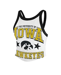 47 Brand Women's White Iowa Hawkeyes Energize Sporty Cropped Racerback Tank Top