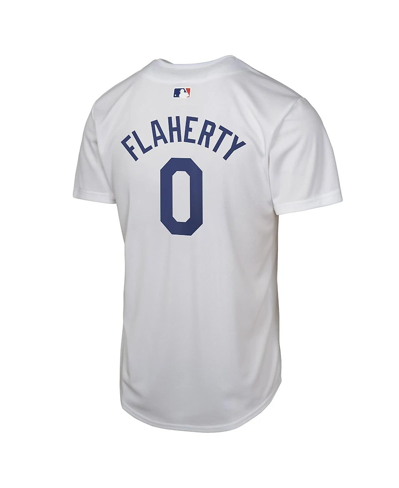 Nike Big Boys and Girls Jack Flaherty White Los Angeles Dodgers 2024 World Series Patch Home Game Player Jersey