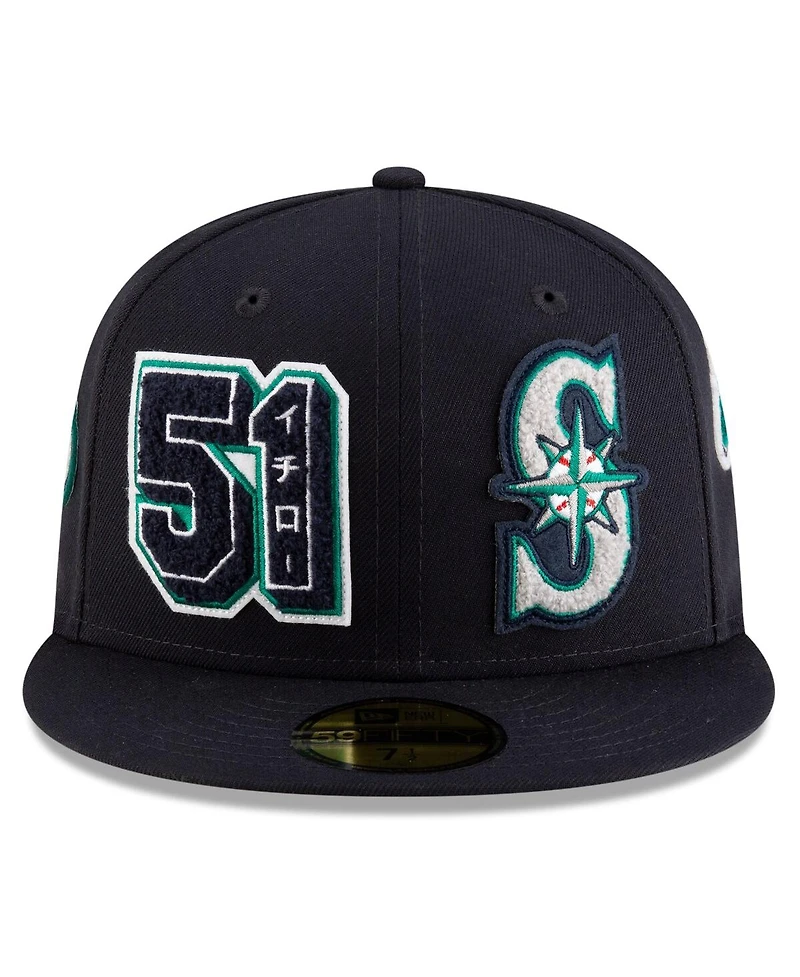 New Era Men's Ichiro Suzuki Navy Seattle Mariners 2025 Baseball Hall of Fame Patched 59FIFTY Fitted Hat