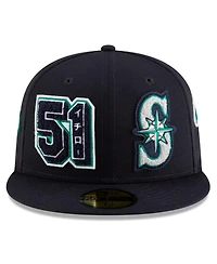New Era Men's Ichiro Suzuki Navy Seattle Mariners 2025 Baseball Hall of Fame Patched 59FIFTY Fitted Hat