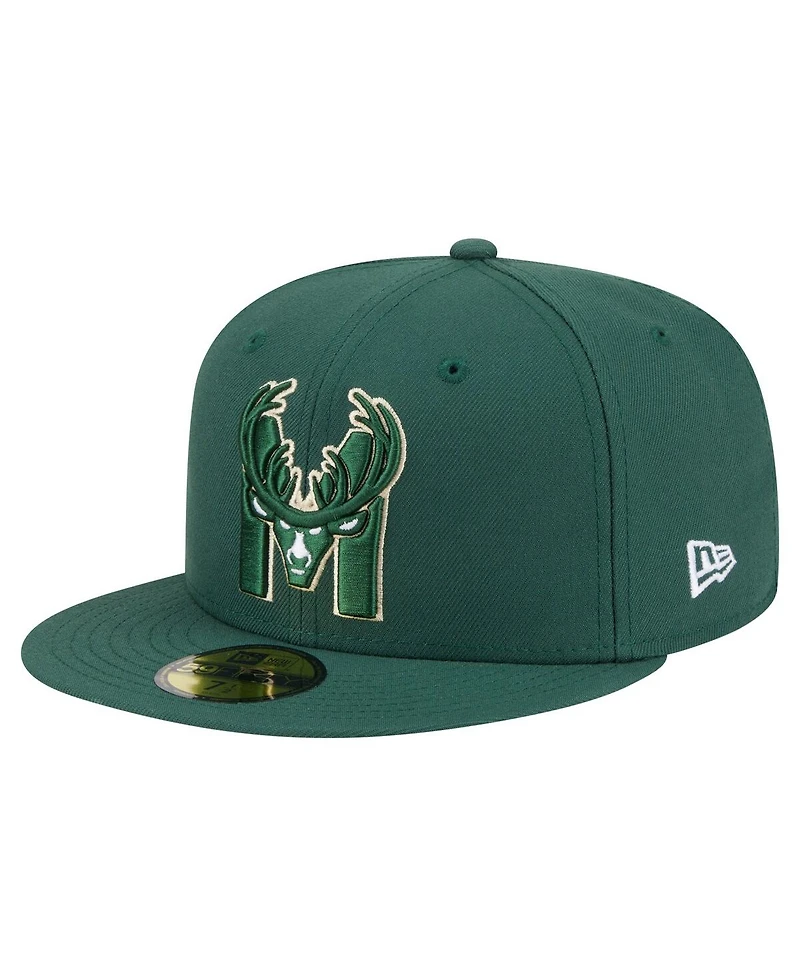 New Era Men's Hunter Green Milwaukee Bucks Deceptor 59FIFTY Fitted Hat