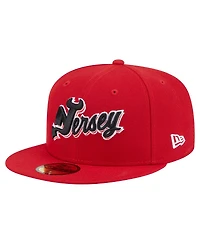 New Era Men's Red Jersey Devils Deceptor 59FIFTY Fitted Hat