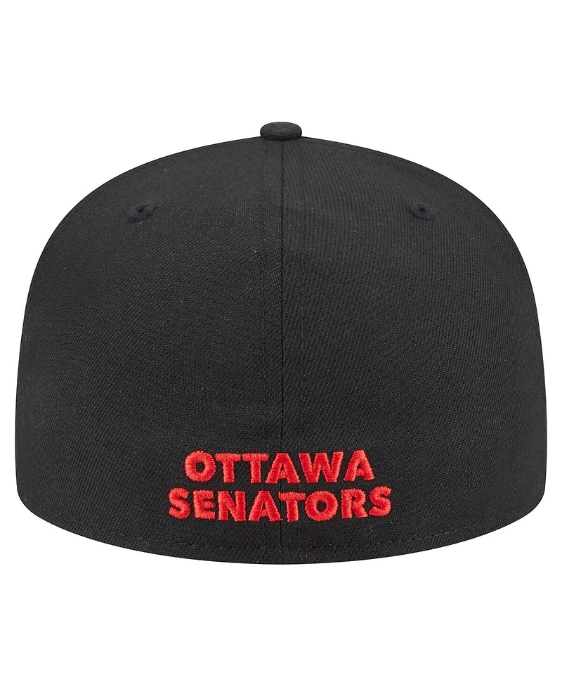 New Era Men's Black Ottawa Senators Deceptor 59FIFTY Fitted Hat