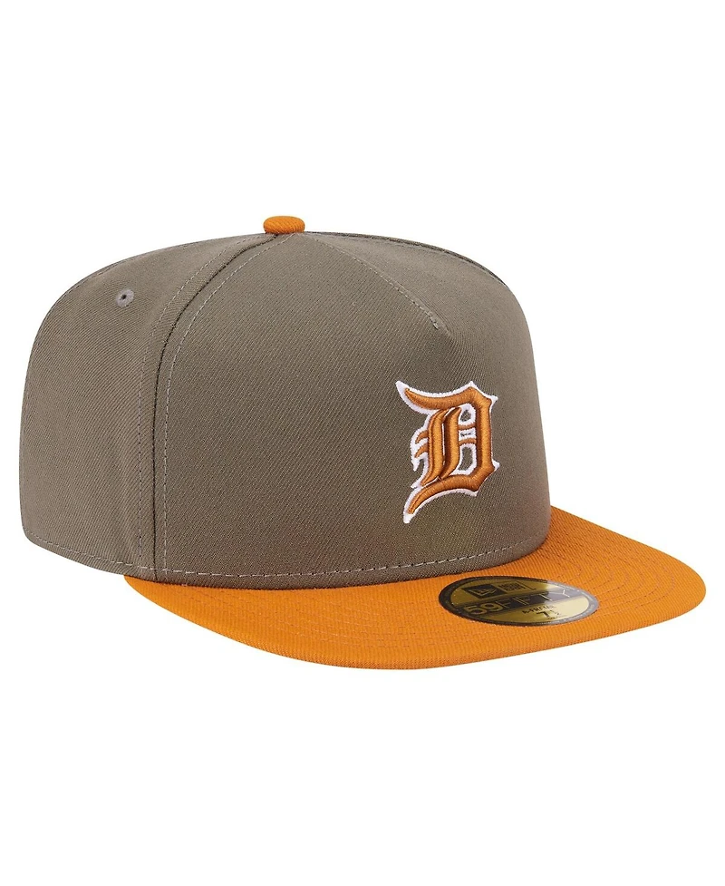 New Era Men's Olive/Orange Detroit Tigers Two-Tone Color Pack A-Frame 59FIFTY Fitted Hat
