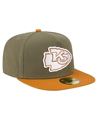 New Era Men's Olive/Brown Kansas City Chiefs Color Pack A-Frame 59FIFTY Fitted Hat