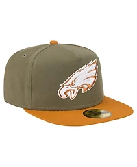 New Era Men's Olive/Brown Philadelphia Eagles Color Pack A-Frame 59FIFTY Fitted Hat