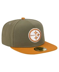 New Era Men's Olive/Brown Pittsburgh Steelers Color Pack A-Frame 59FIFTY Fitted Hat