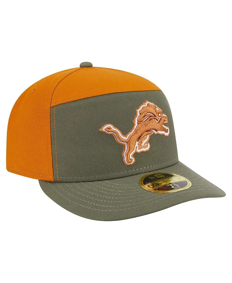 New Era Men's Olive/Brown Detroit Lions Two-Tone Color Pack Split Panel 59FIFTY Fitted Hat