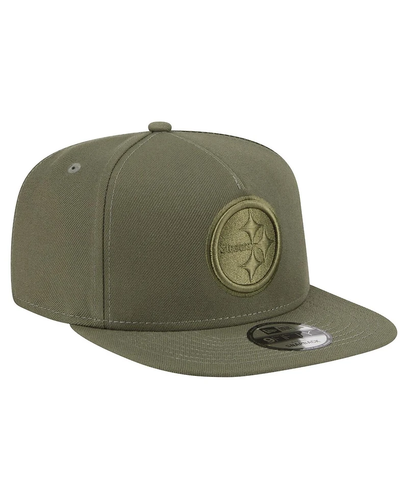 New Era Men's Olive Pittsburgh Steelers Color Pack A-Frame 9FIFTY Snapback Hat