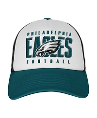 Outerstuff Big Boys and Girls White/Midnight Green Philadelphia Eagles Essentials Trucker Adjustable Hat