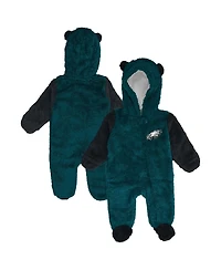 Outerstuff Baby Boys and Girls Midnight Green Philadelphia Eagles Stay Napping Fleece Bunting Full-Zip Sleeper