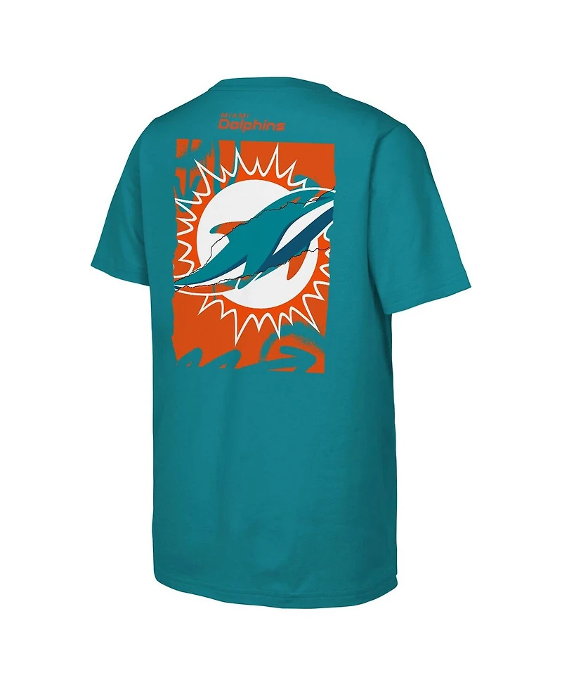 Outerstuff Big Boys and Girls Aqua Miami Dolphins Posterize T-Shirt