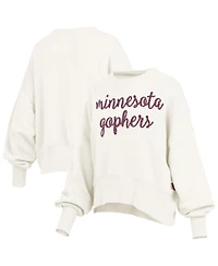 Pressbox Women's Cream Minnesota Golden Gophers Oversized Chelsea Waist Length Pullover Sweatshirt