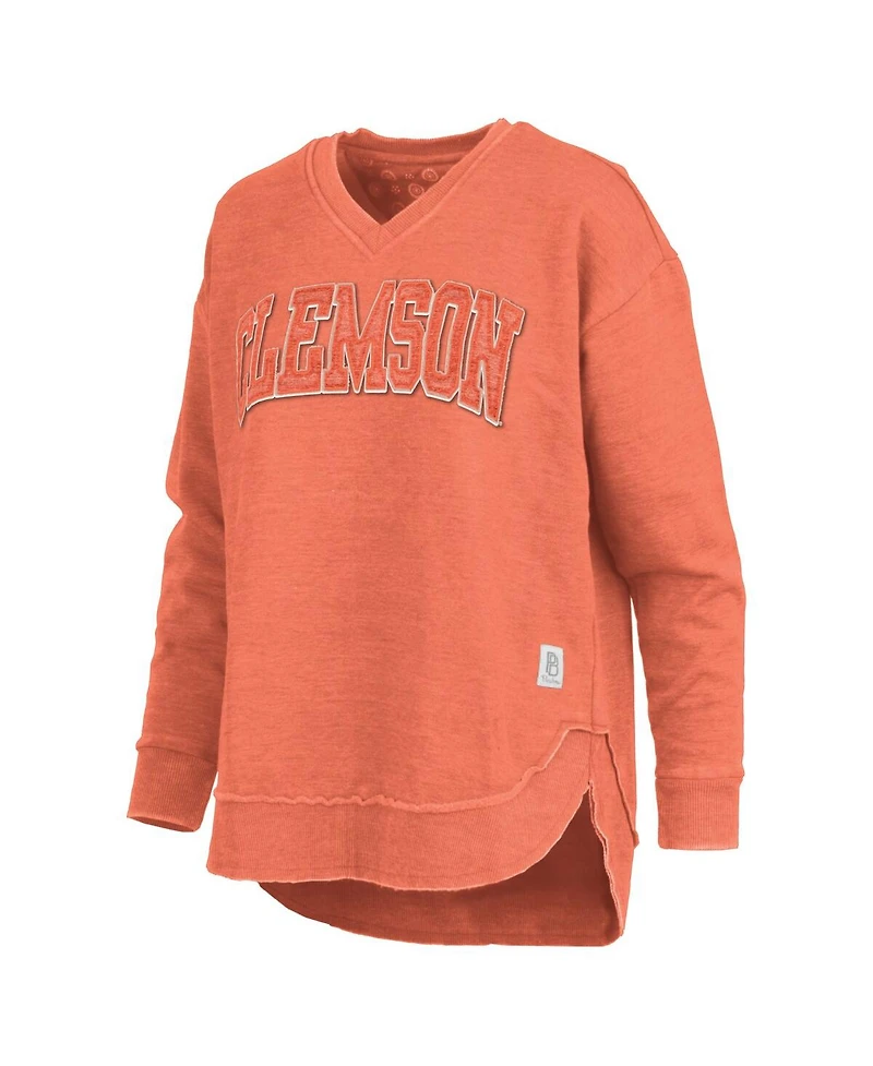 Pressbox Women's Orange Clemson Tigers Westin Poncho V-Neck Pullover Sweatshirt