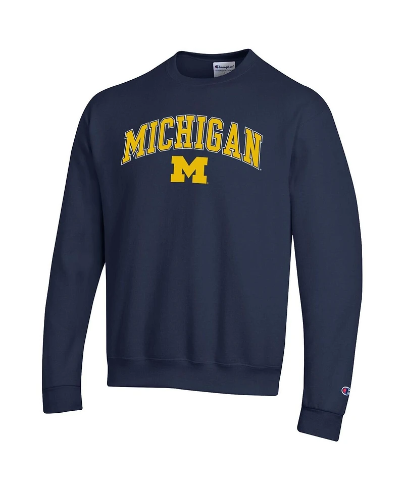 Champion Men's Navy Michigan Wolverines Arch Over Logo Pullover Sweatshirt