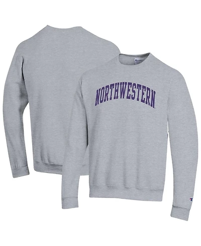 Champion Men's Heather Gray Northwestern Wildcats Basic Arch Fleece Pullover Sweatshirt
