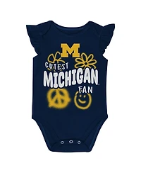 Outerstuff Baby Boys and Girls Navy/Maize Michigan Wolverines Little Sunshine 2-Piece Bodysuit Set