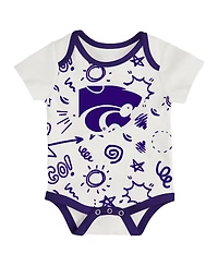 Outerstuff Baby Boys and Girls Kansas State Wildcats 3-Pack All Day Play Bodysuit Set
