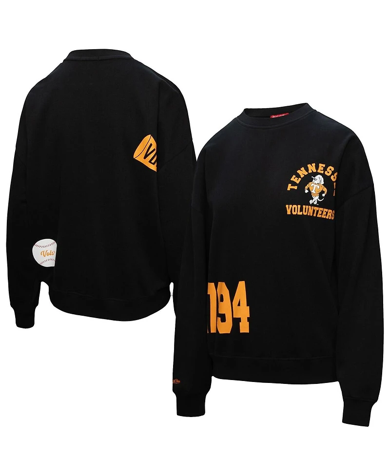 Mitchell Ness Women's Black Tennessee Volunteers Multi-Hit Crewneck Pullover Sweatshirt