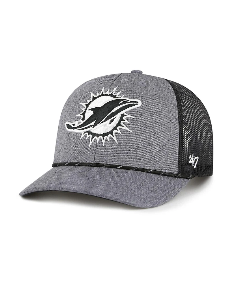 '47 Brand Men's Heather Charcoal Miami Dolphins Carbon Rope Trucker Adjustable Hat