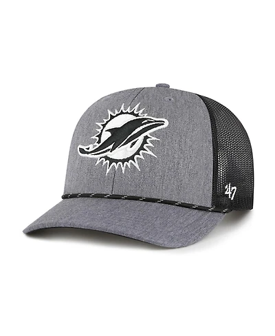 '47 Brand Men's Heather Charcoal Miami Dolphins Carbon Rope Trucker Adjustable Hat