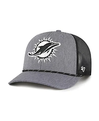 '47 Brand Men's Heather Charcoal Miami Dolphins Carbon Rope Trucker Adjustable Hat