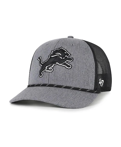'47 Brand Men's Heather Charcoal Detroit Lions Carbon Rope Trucker Adjustable Hat