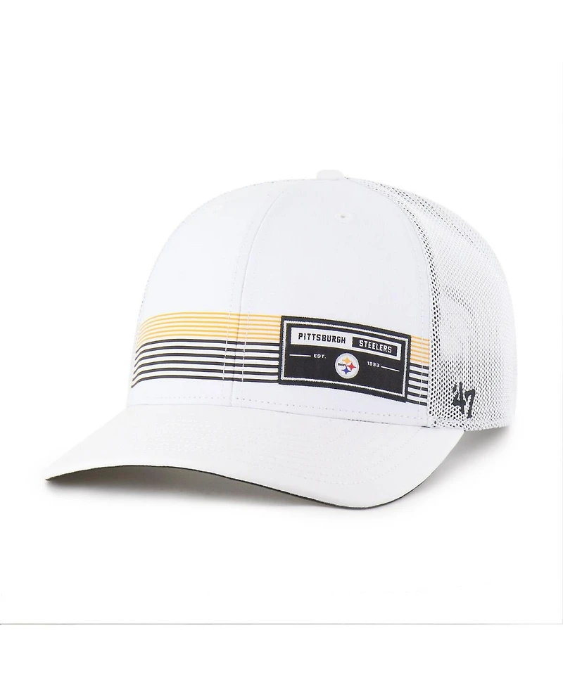 '47 Brand Men's White Pittsburgh Steelers Rangefinder Trucker Adjustable Hat