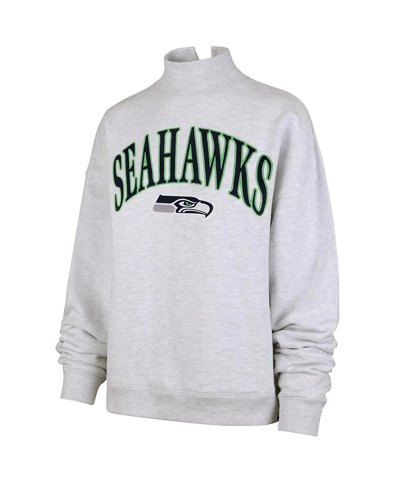 '47 Brand Women's Heather Gray Seattle Seahawks Vantage Mock Neck Pullover Sweatshirt