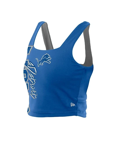 New Era Women's Blue/Gray Detroit Lions Reversible Cropped Sport Classics Tank Top