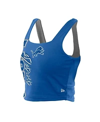 New Era Women's Blue/Gray Detroit Lions Reversible Cropped Sport Classics Tank Top