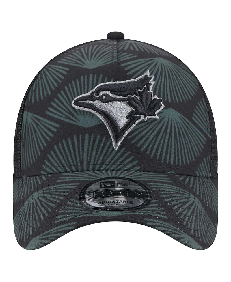 New Era Men's Black Toronto Blue Jays 9FORTY A-Frame Trucker Adjustable Hat