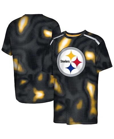 Outerstuff Big Boys and Girls Black Pittsburgh Steelers End Zone Dri-Tek T-Shirt
