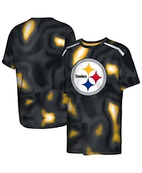 Outerstuff Big Boys and Girls Black Pittsburgh Steelers End Zone Dri-Tek T-Shirt