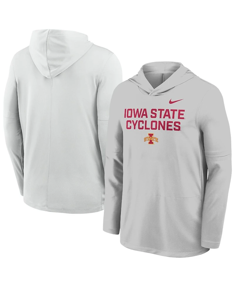 Nike Men's Gray Iowa State Cyclones 2025 Sideline Dri-fit Long Sleeve Hoodie T-Shirt