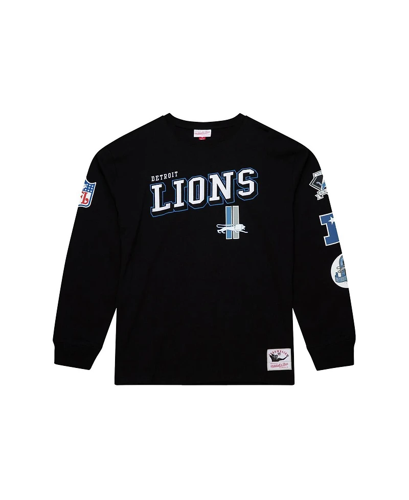 Mitchell & Ness Men's Black Detroit Lions Training Camp Vintage Logos Long Sleeve T-Shirt