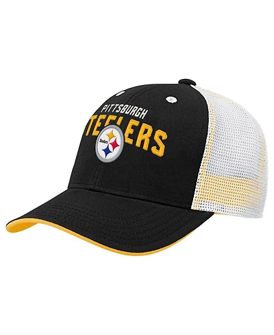 Outerstuff Big Boys and Girls Black Pittsburgh Steelers Core Lockup Trucker Adjustable Hat