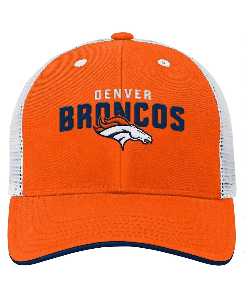 Outerstuff Big Boys and Girls Orange Denver Broncos Core Lockup Trucker Adjustable Hat
