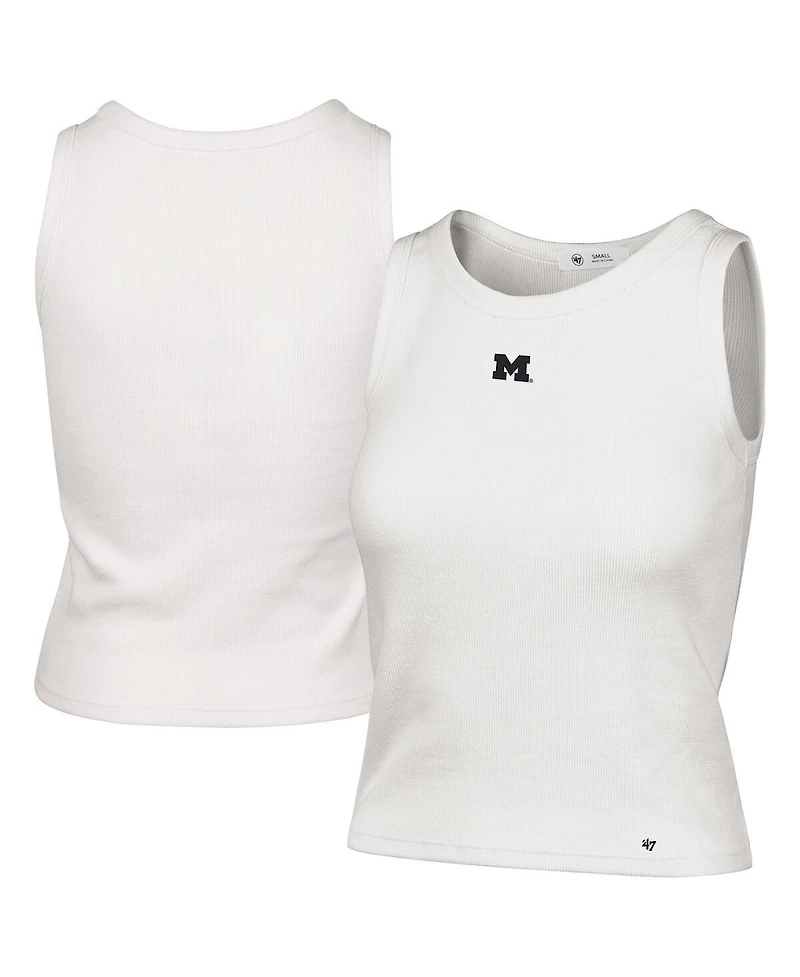 47 Brand Women's Cream Michigan Wolverines Micro Logo Ribbed Cropped Tank Top