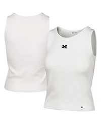47 Brand Women's Cream Michigan Wolverines Micro Logo Ribbed Cropped Tank Top