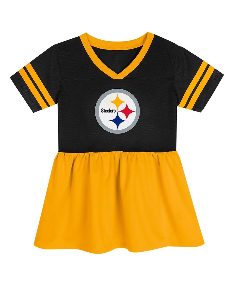 Outerstuff Girls Toddler Black Pittsburgh Steelers Stadium Lights Fashion Jersey Dress