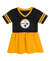 Outerstuff Girls Toddler Black Pittsburgh Steelers Stadium Lights Fashion Jersey Dress