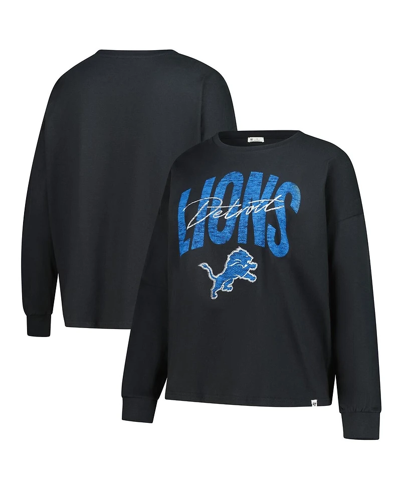 '47 Brand Women's Black Detroit Lions Plus Muse Sydney Long Sleeve T-Shirt