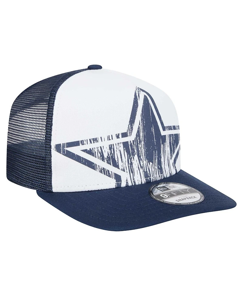 New Era Big Boys and Girls White/Navy Dallas Cowboys Distressed 9FIFTY A-Frame Snapback Hat
