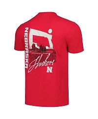 Image One Men's and Women's Scarlet Nebraska Huskers Hyper Local Farming Flag Skyline T-Shirt