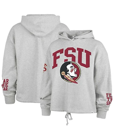 '47 Brand Women's Heather Gray Florida State Seminoles High Hopes Long Sleeve Cropped Hoodie