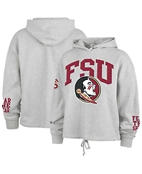 '47 Brand Women's Heather Gray Florida State Seminoles High Hopes Long Sleeve Cropped Hoodie