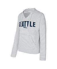 Concepts Sport Women's White/Gray Seattle Seahawks Liftoff Striped V-neck Hoodie