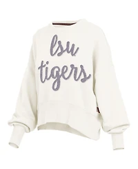 Pressbox Women's Cream Lsu Tigers Chelsea Oversized Pullover Sweatshirt
