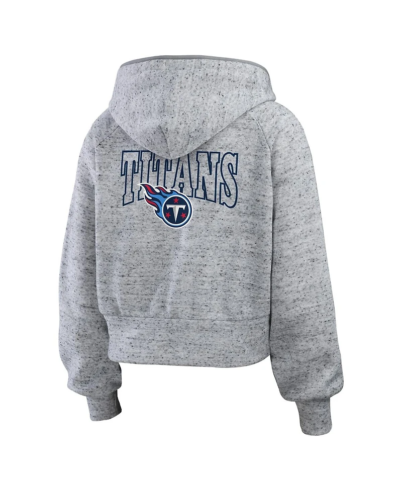 Wear by Erin Andrews Women's Heather Gray Tennessee Titans Speckled Fleece Cropped Full-Zip Hoodie